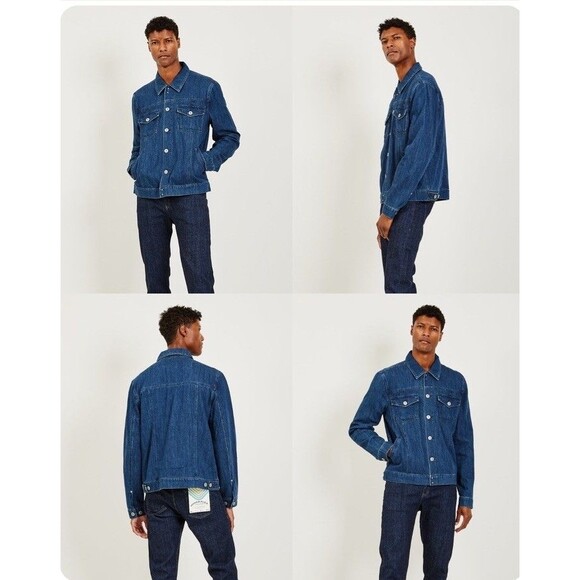 Paige Scout Denim Jacket Men's Large Dark Blue Wash Lightweight Grunge Casual - Picture 13 of 13